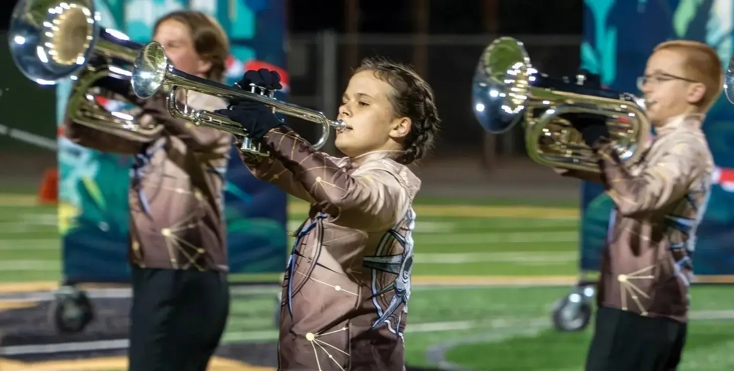 Hamilton brass players in the 2025 Lost City show uniform